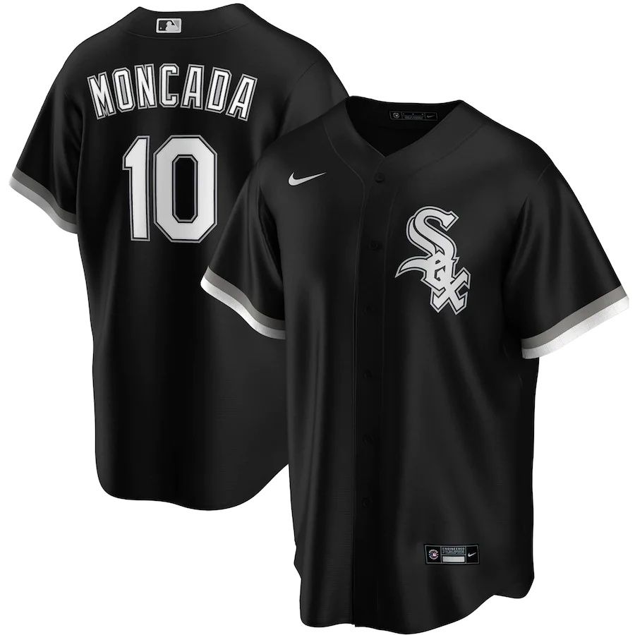 Mens Chicago White Sox #10 Yoan Moncada Nike Black Alternate Replica Player Name MLB Jerseys->houston astros->MLB Jersey